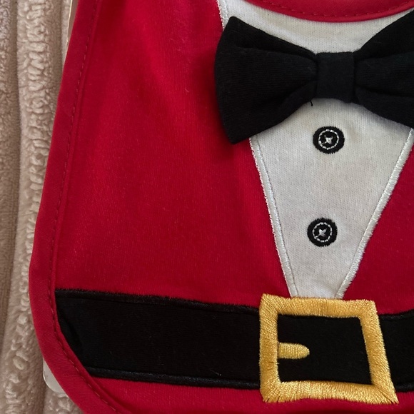 Little Me Christmas bib and booties - Picture 3 of 8